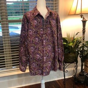 Cremieux men’s long sleeve button down, multi colored, size XXL